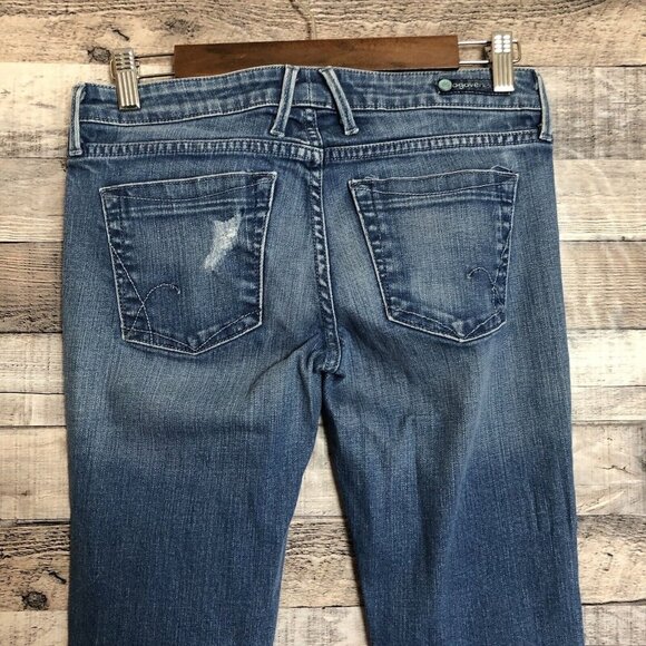 Agave Nectar "Paraiso" Slim Straight Stretch Jeans Sz 27 Light wash Distressed - Picture 4 of 11